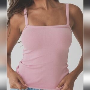 Klassy Ribbed Square Neck Brami - Blush Pink (Size L)